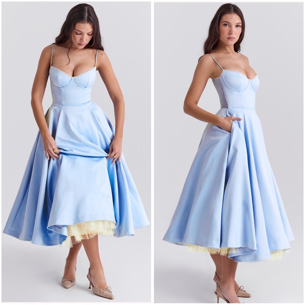 House of CB Mademoiselle Cinderella Blue Midi Dress M NWOT - Picture 13 of 17